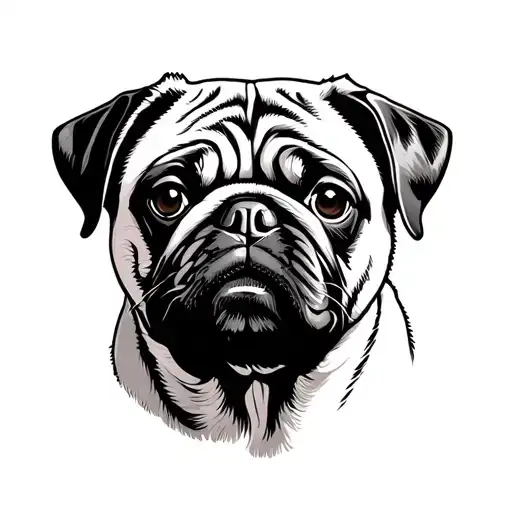 Pug Dog Face Outline