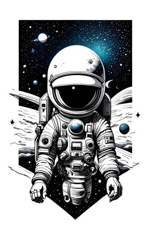 Just Space Themed Tattoo Design Featuring