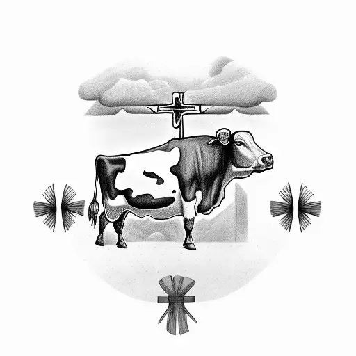 Cow With Cross And Wings