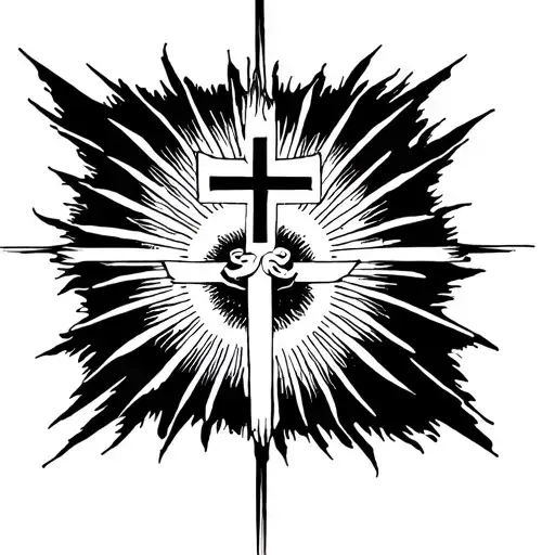 Tattoo On The Shoulder Where The Rays Of The Sun And The Cross Will Be Depicted