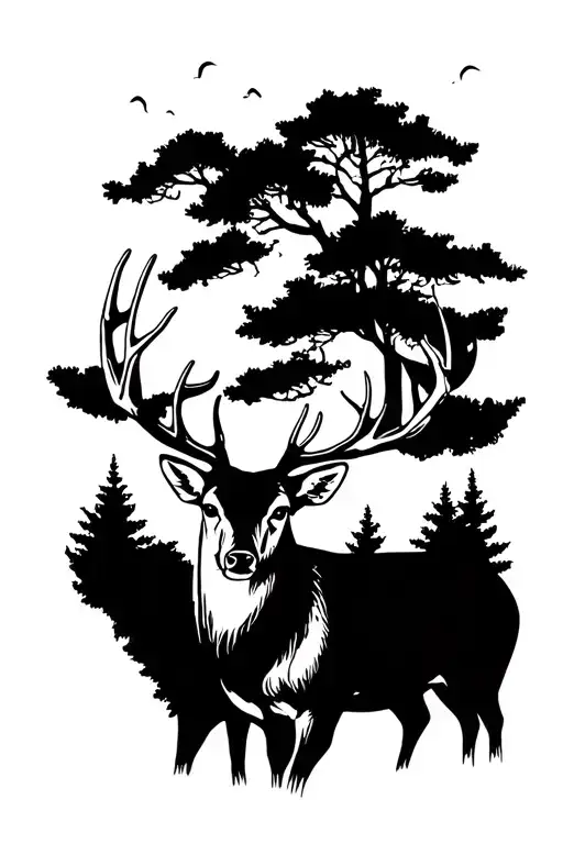 Deer With Trees In Backround