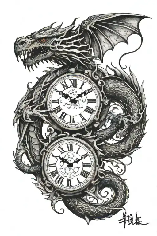 A Long Dragon And A Clock