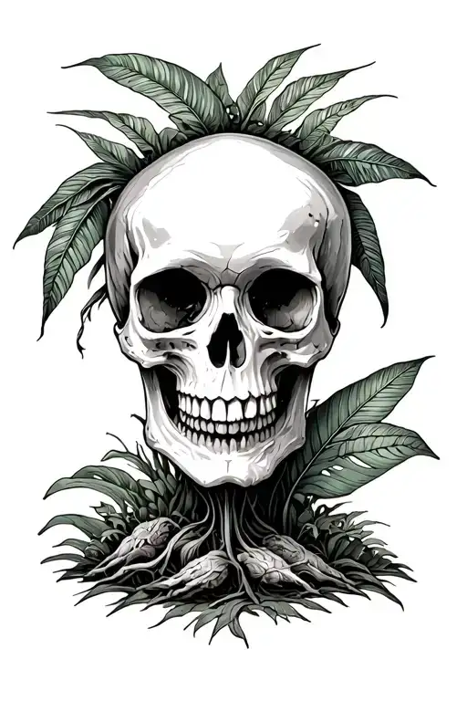 Skull Or Body In Rainforest Plant Growing Out Of It
