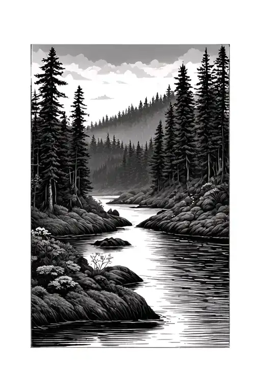 Forest And River Surrounded