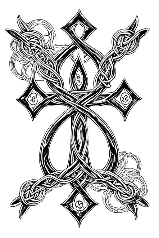 3 Nail Cross And Chi-rho Symbol Surrounded By Celtic Trinity Knot