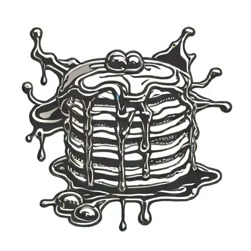 Pancakes Flying In The Air With Syrup Dripping From The Top