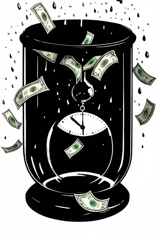 Clock In A Timeglass Going Into Money Raining