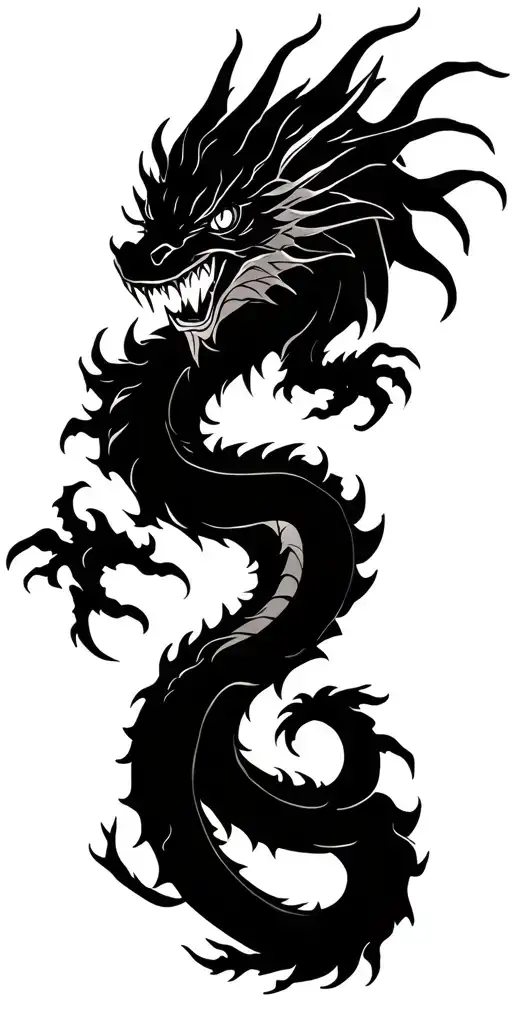 A Dragon That Wraps Around Biceps Through Shoulder