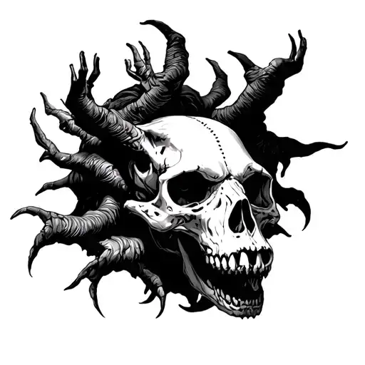 Cerberus Skull Surrounded By Souls