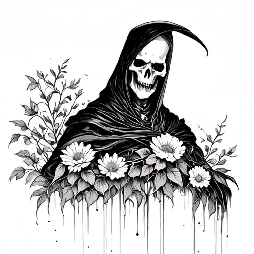 Reaper With Flowers Growing Out Of Him
