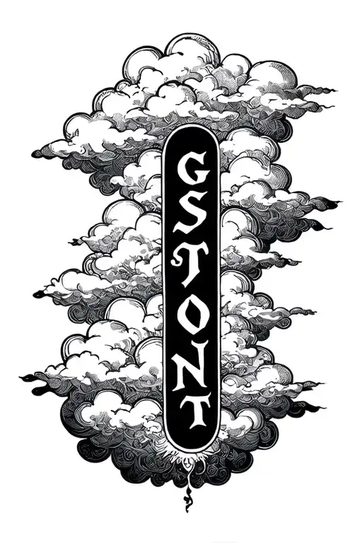 The Word Ghostone On My Forearm With A Cloud Background