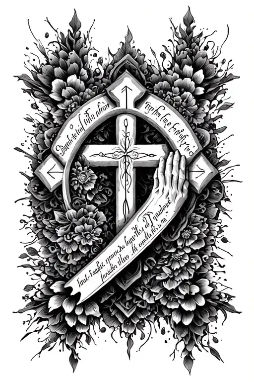Cross Surrounded By Prayer Written