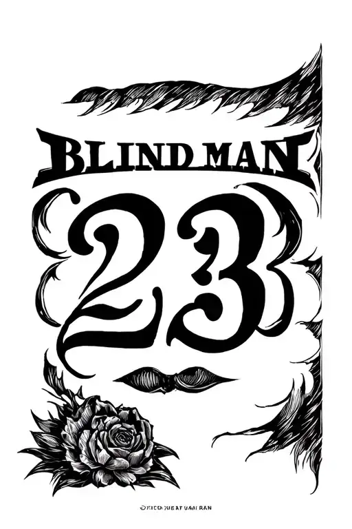 A Big Number 23 With The Word Blind Man Across The Top Of The 23