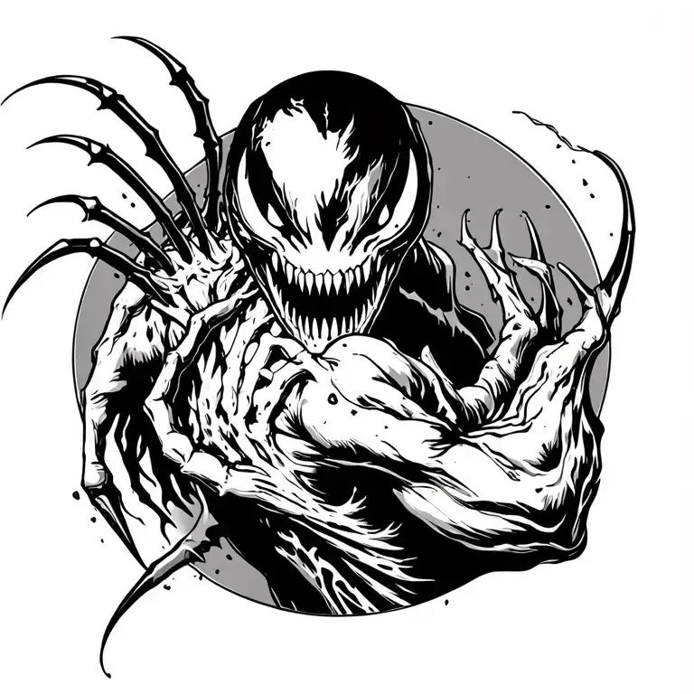 Venom Back Tattoo With Claws Ripping Out Of Back