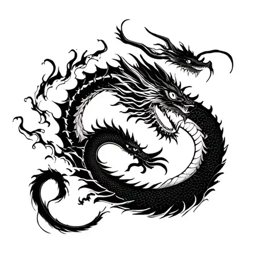 Yakuza Fit Dragon And Backgroun Water