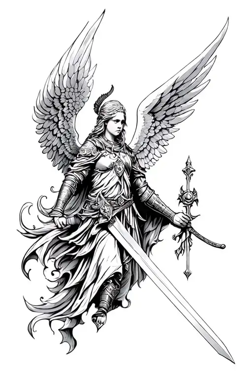 A Fantasy Style Warrior Angel Holding A Sword