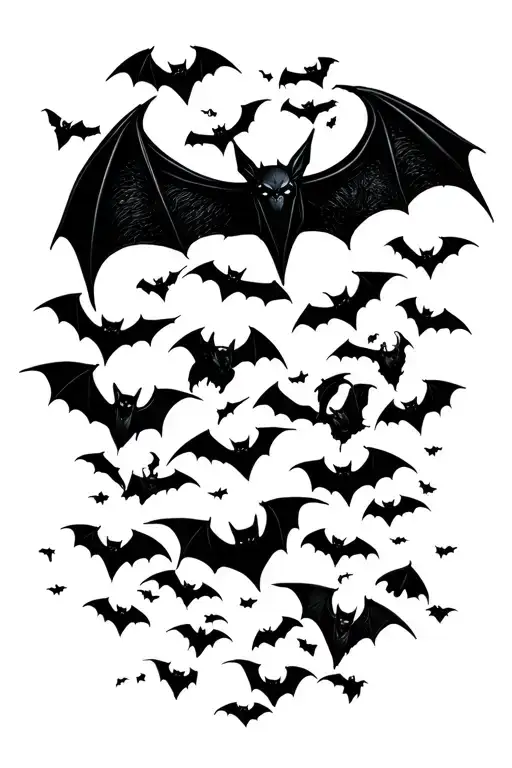 Silhouets Of A Bunch Of Bats Flying Covering The Whole Forearm