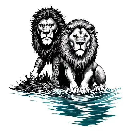 Gladiator With A Lion And A Water