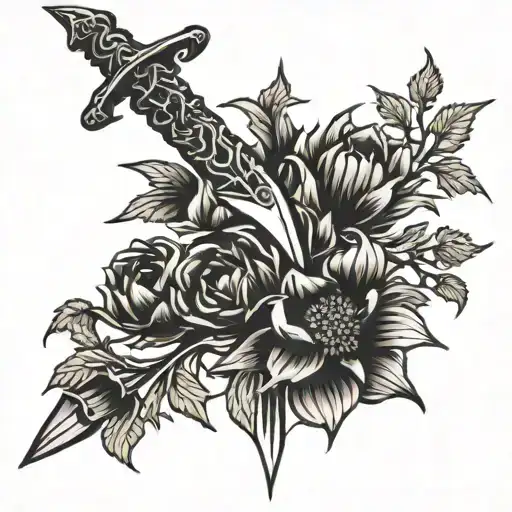 Sword With Thistle Intertwined