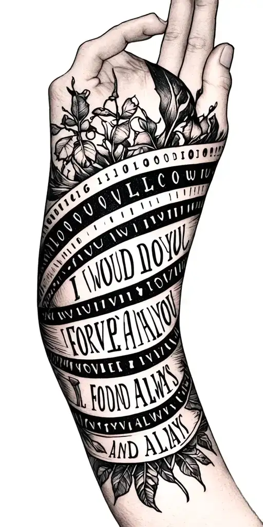 Morse Code Going Around The Entire Arm Saying I Would Love You Forever And Always