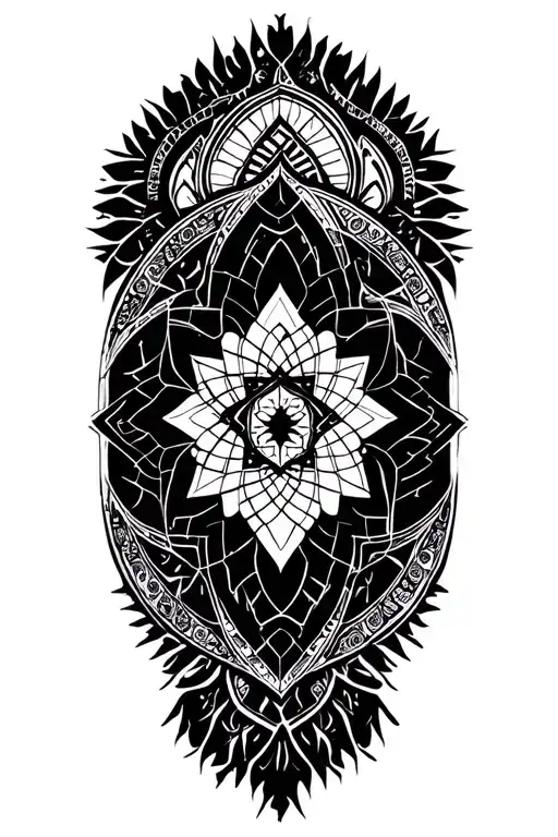 Dark Sacred Geometry Mandala Design Incorporating Elements
