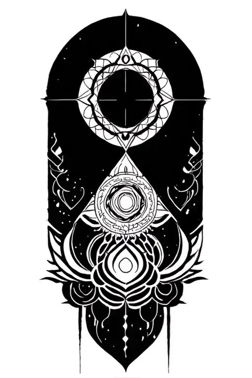 Dark Sacred Geometry Mandala Design Incorporating Elements