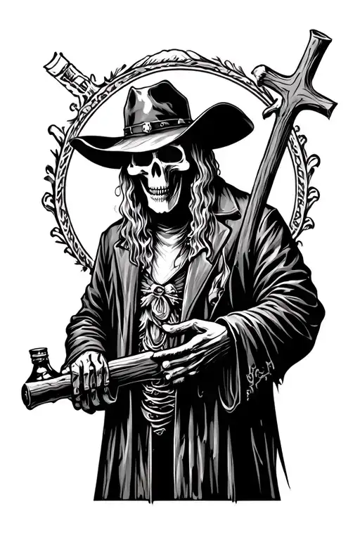 Country Whiskey Cowboy Religious Grim Reaper