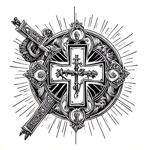 St Benedict Medallion Cross Apocalyptic Background Modern