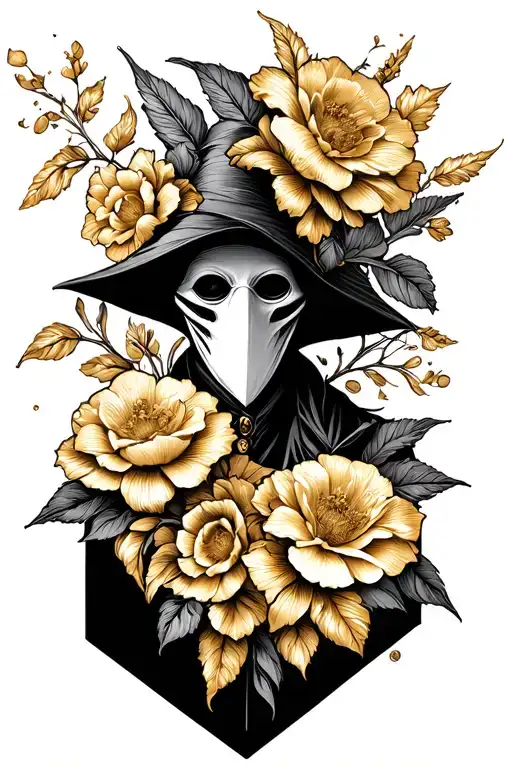 Plague Doctor Flowers Deipping Gold