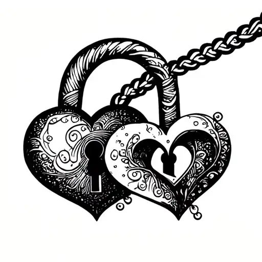 Infinity With Two Heart Shaped Lock