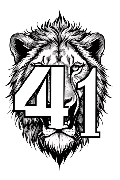 Number 41 With Lioness Face