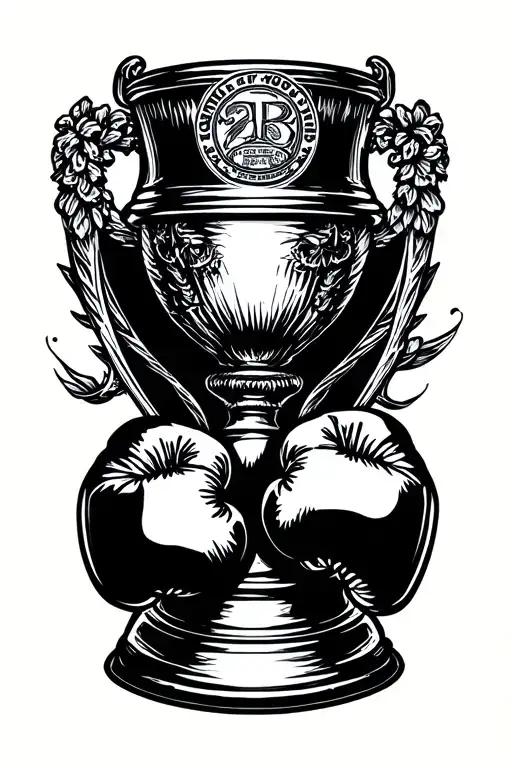 Trophy And Boxing Tattoo Design