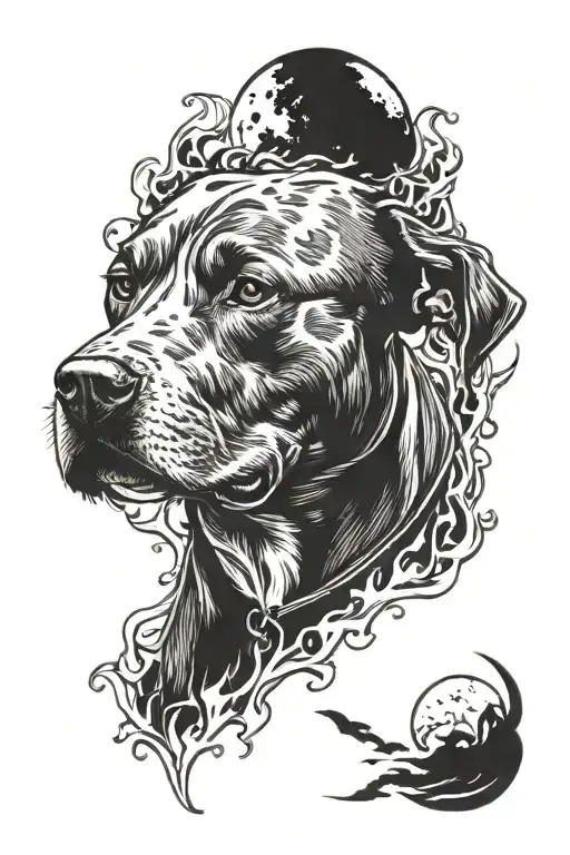 Pitbull And Fire And Moon