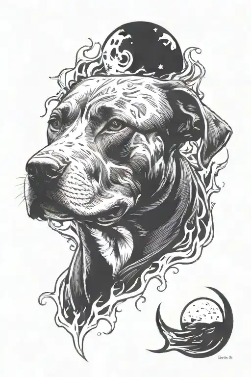 Pitbull And Fire And Moon