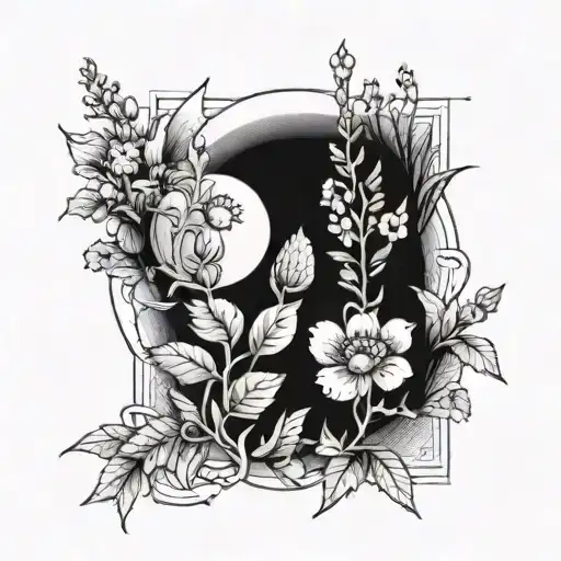 Millepertuis Plant Straight With Flowers On The Top And A Moon On The Bottom