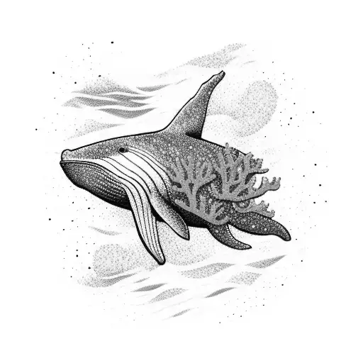 A Majestic Whale Swimming In The Depths Of The Ocean Surrounded By Vibrant Coral Reefs