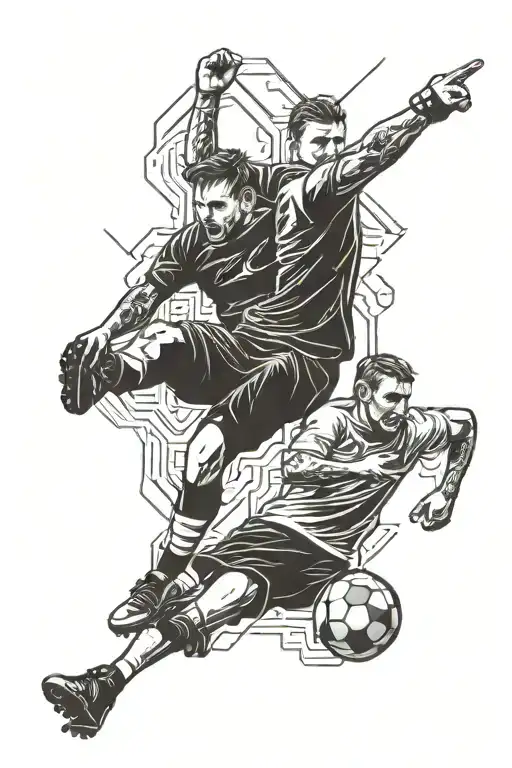 Soccer Player Doing Training Next To Coach With Whistle And Tactical Board