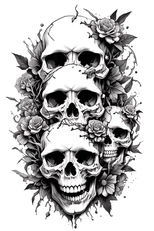Skulls And Torn Flesh Tattoo Sheet