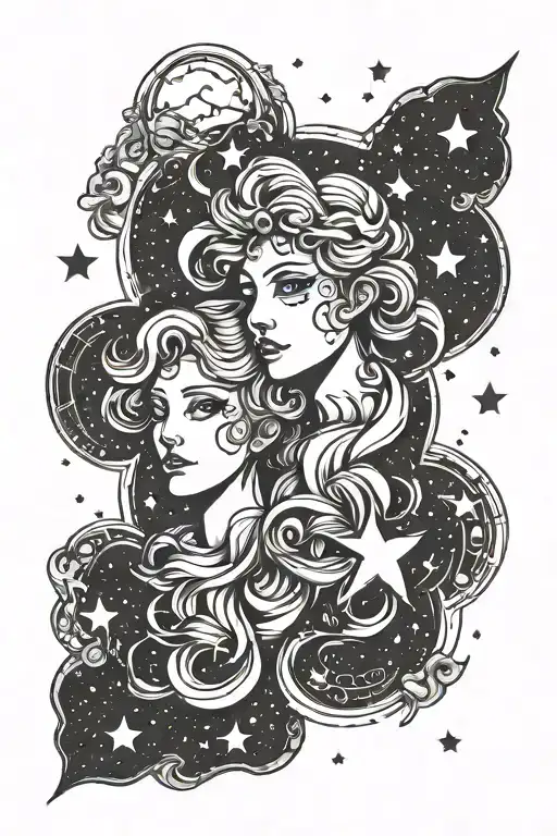 Gemini Zodiac Sign With Stars