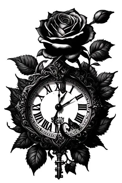 Key Clock And Rose