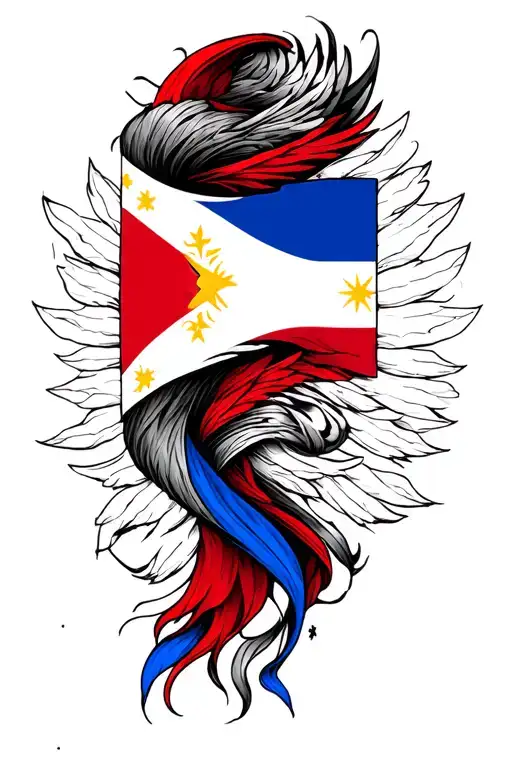 Blackout Forearm Tattoo With Philippine Flag Morphing