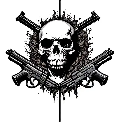 Heaven Vs Hell Skull With Guns