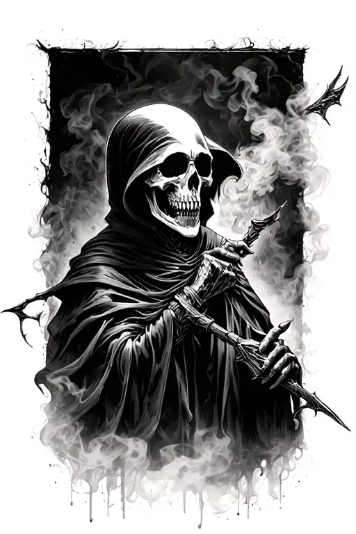 Grim Reaper In A Smokey Background