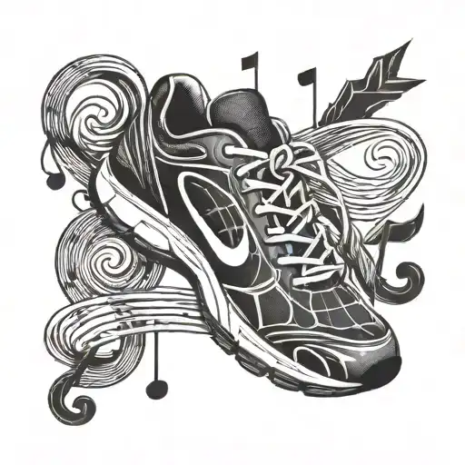 A Musical Note Intertwined With A Running Shoe