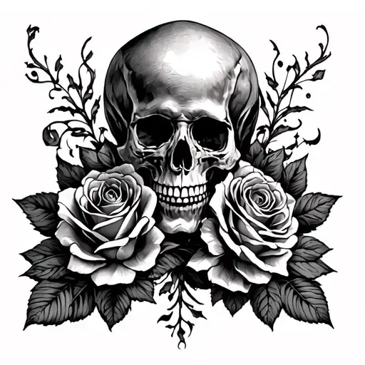 Shoulder Piece With Skull And Roses Intertwined