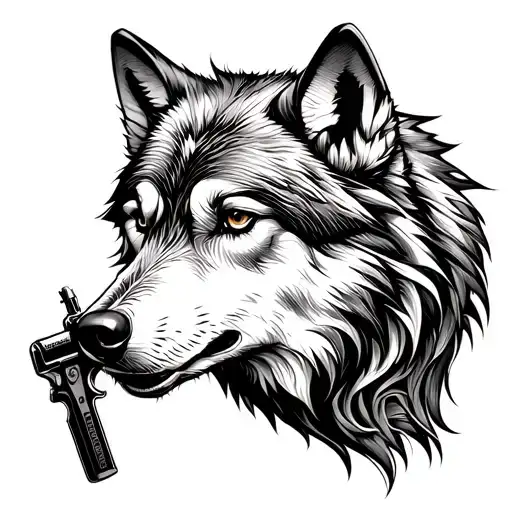 Wolf With Tattoo Gun Intertwined