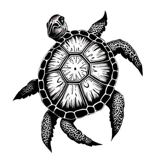 Turtle Tatto That Represents Navigation And Perseverance