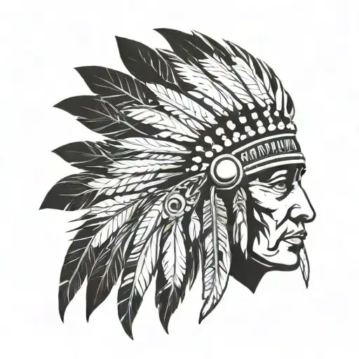 Native American Headress With African Tribal Sunrise Integrated