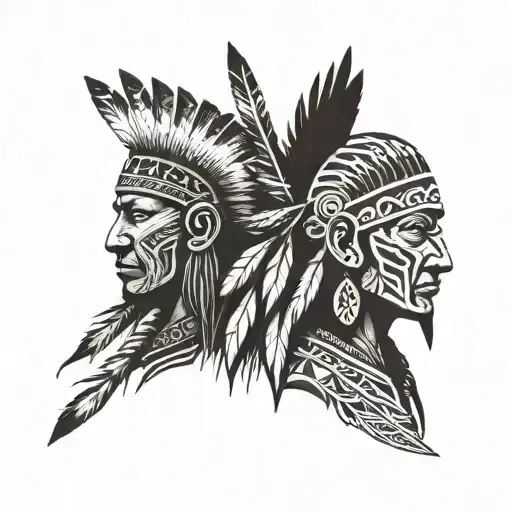 Native American And African Warrior Shoulder