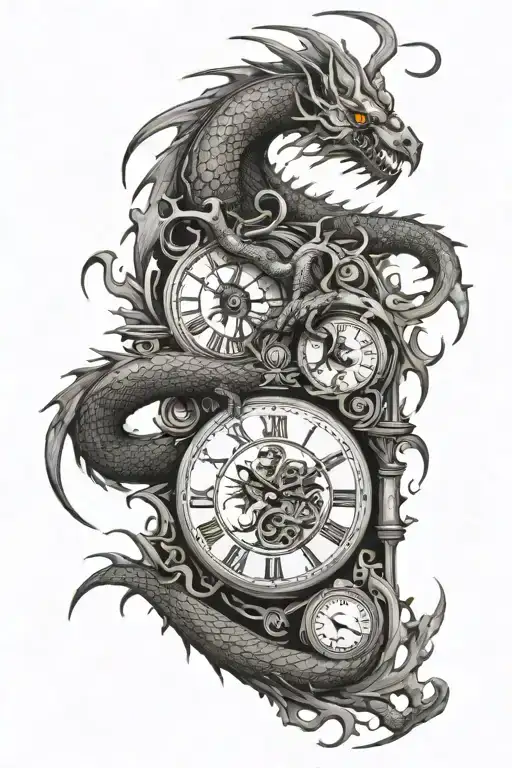 A Long Dragon And A Clock
